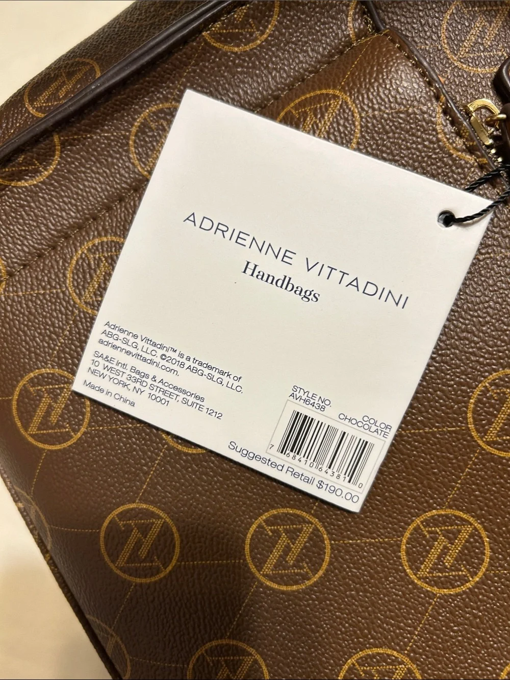 Adrienne Vittadini Brown & Tan Logo Satchel